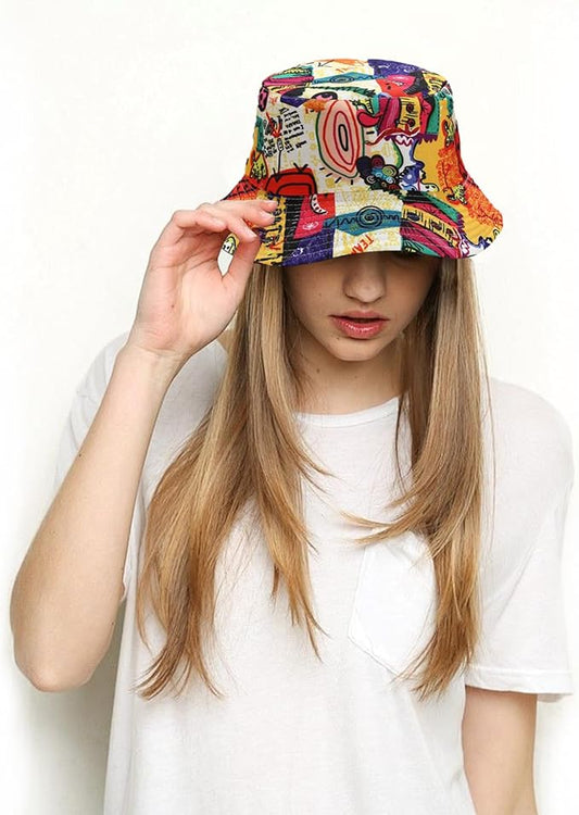 Bucket Hat for Women Men, Cotton Reversible Double Side Wear Sun Hats Beach Fisherman Hat