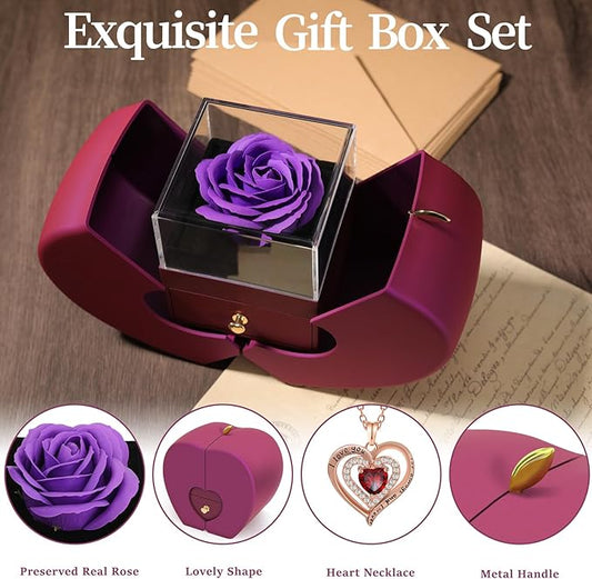 Preserved Purple Real Rose, Gifts for Mom, Wife, Girlfriend, Women, Her on Mothers Day, Birthday, Anniversary, Thanksgiving, Christmas, Valentines Day