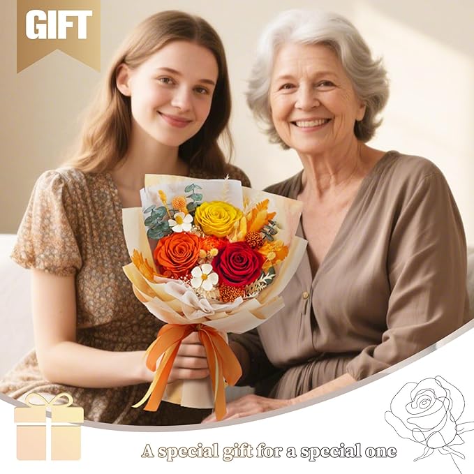Flowers for Delivery Prime Forever Flowers Preserved Roses Bouquets Purple Flower Birthday Gifts for Women Valentine's Day Mothers Day Graduation