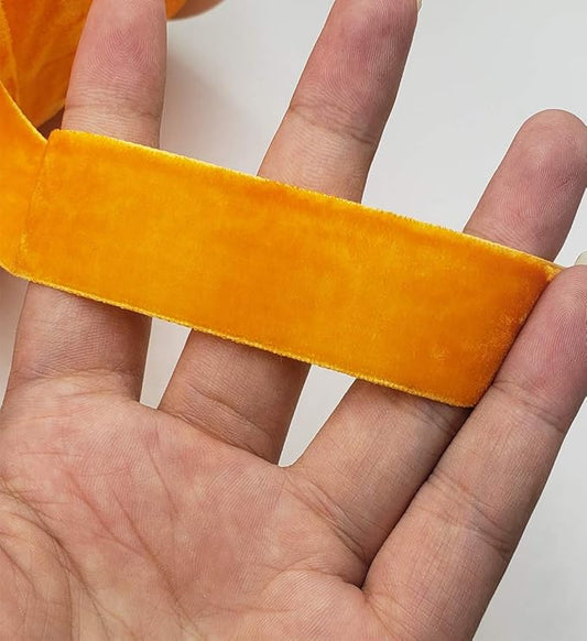 10 Yards Orange Velvet Ribbon Spool (Orange, 1")