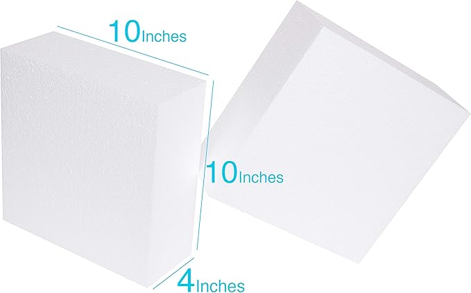 Silverlake 10x10x4 Craft Foam for Styrofoam Block Projects (2-Pack)