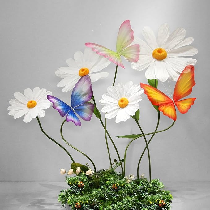 Large Daisy Flowers Artificial 5.9 Ft Giant Paper Flowers Decoration Big Flowers Decor for Birthday Party Garden Office Home Wedding Graduation Shop Window Display(White)