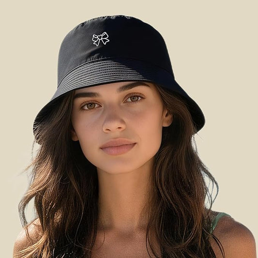 Fashion Embroidered Bucket Hat Cotton Summer Beach Sun Hat for Women Men Teen