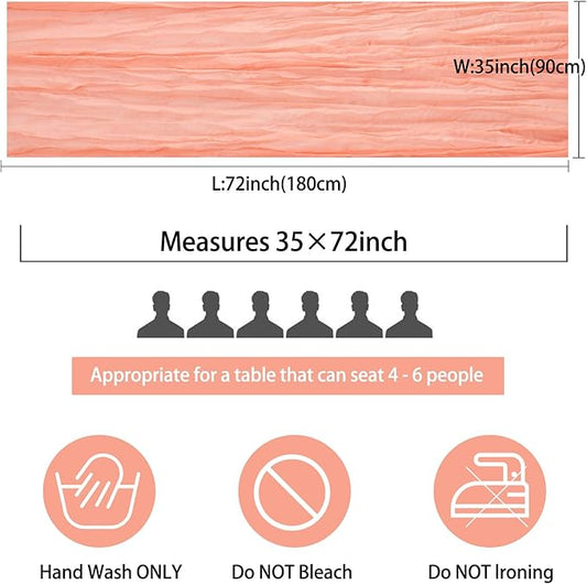 12 Pack Cheesecloth Table Runner 35x72 Inch Boho Gauze Table Runner Rustic Cheese Cloth Long Romantic Table Runners for Wedding Bridal Shower Birthday Party Table Decor (Peach Coral)