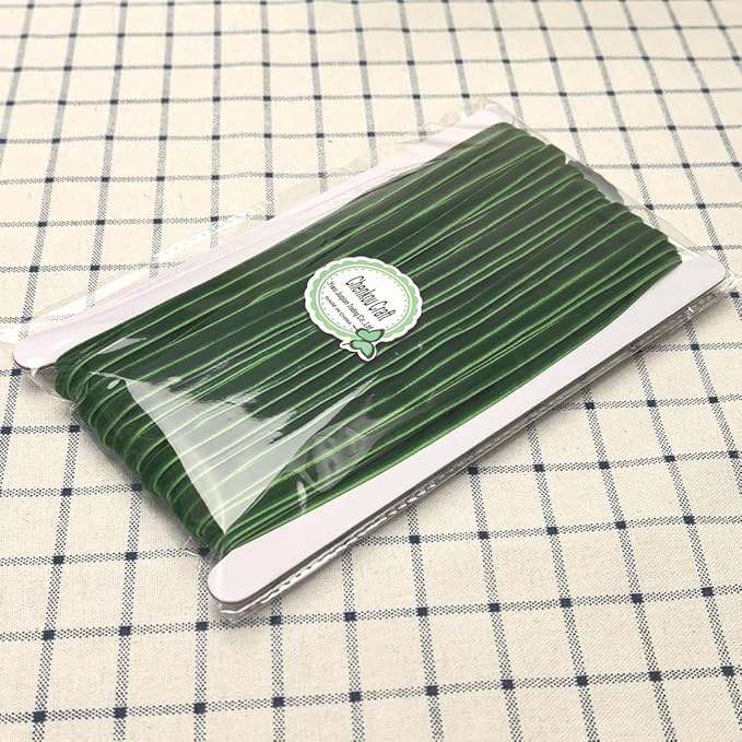 Chenkou Craft Christmas Green 25 Yards 1/4" Velvet Ribbon Lots Bulk (Green, 1/4"(6mm))