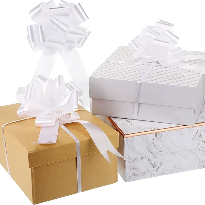 100 Pcs 5 Inch Christmas Pull Bows for Gift Wrapping, Gift Wrapping Pull Bows with Ribbon for Christmas Presents Wedding Decor Basket Bag Holiday Decor(White)