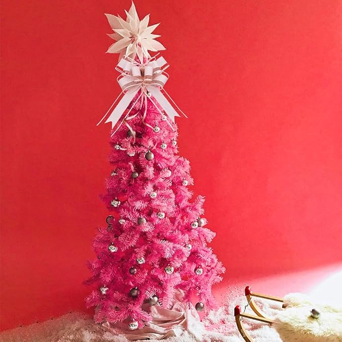 WEWILUCK Pull Bows for Presents - Large Light Pink Gift Bows for Gift Baskets, Flower Paper Wrapping, Ideal for Women, Party, Valentines Day, and More(6 inches, 15PCS)