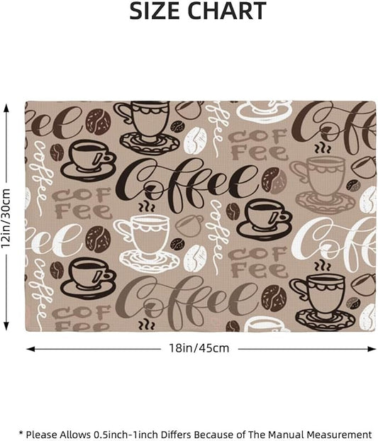 Coffee Theme Linen Placemats Set of 4 Vintage Brown Coffee Cup Table Mats Heat Resistant Place Mats for Home Party Kitchen Dining Decoration 12x18 Inch