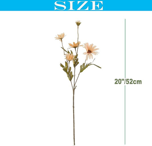 12pcs Gerbera Daisy Artificial Flowers 20 Inch Long Stem Artificial Daisy Mums for Home Décor Centerpiece Wedding Bridal Bouquet DIY(Light Champagne)