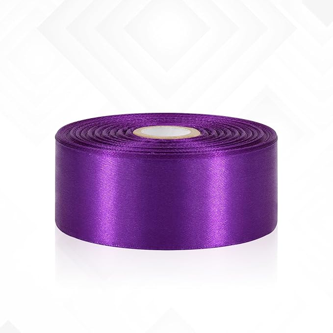30 Yards Purple Ribbon 1-1/2 Inch, Dark Purple Satin Ribbon for Gift Wrapping, Flower Bouquet, Crafts, Handmade Rose, Christmas, Halloween, Wedding