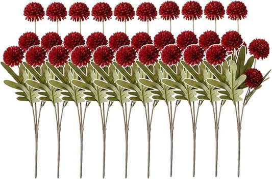Artificial Hydrangea Flowers Fake Hydrangeas Faux Flowers Bouquet Artificial Plants for Wedding Home Office Decor Excluding vases-(Bright Red 10 PCS)