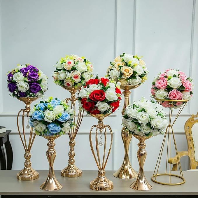 Sziqiqi Pack of 10 Fake Flowers, Silk Rose Flowers, Suit for Wedding/Party Centerpiece Road Lead Flower Rack Decorations, 10 Pieces