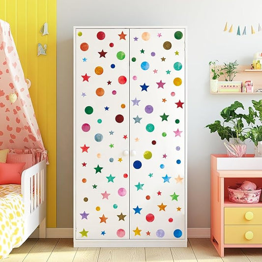 Christmas Decorations for Wall Kid Room Decals Star Sticker Polka Dot Stickers Peel and Stick for Kids Girls Boys Room, Christmas Gifts Christmas Decor