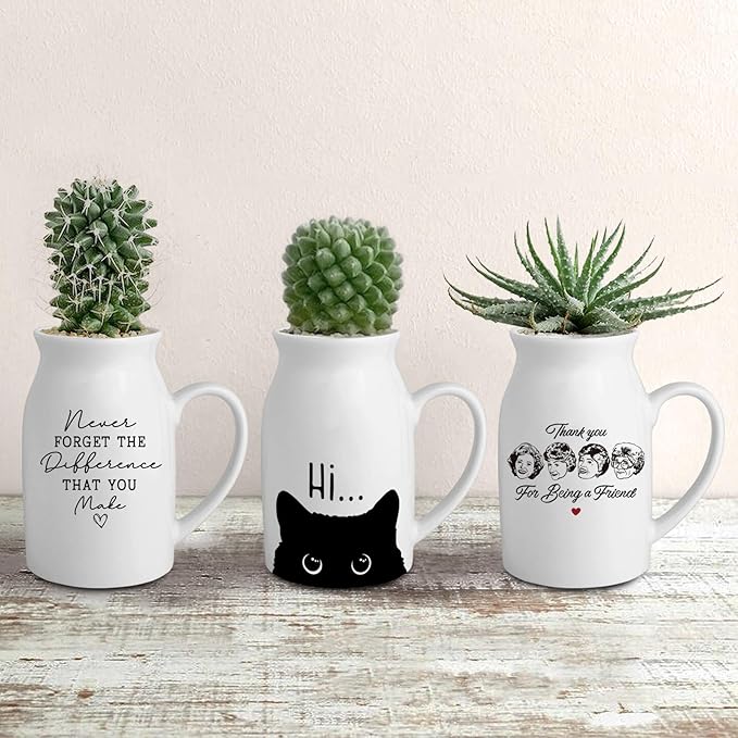 Golden Girls Merchandise, Friend Gift for Women, White Ceramic Flower Vase, Friendship Thank You Gift for Women Best Friend Sisters Bestie, Thank You for Being A Friend (No Plants)