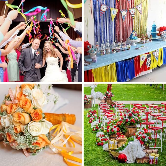 LIUYAXI 1-1/2 Inches 50 Yards Yellow Satin Ribbon, Solid Fabric Ribbon Roll for Flower Bouquets, Gift Wrapping, Wedding, Handmade Crafts