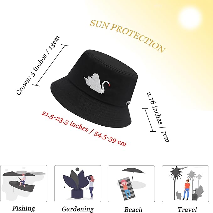 ZLYC Unisex Fashion Embroidered Bucket Hat Summer Fisherman Cap for Men Women