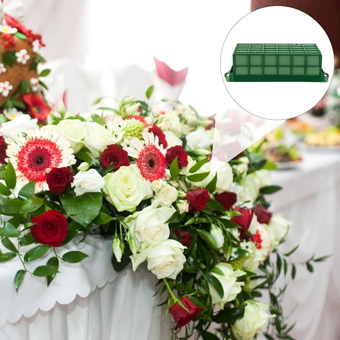 12 Packs Floral Foam Cage Rectangle Flower Cage Holders with Floral Foam Flower Arrangement Supplies for Fresh Flowers, Home Wedding Decorations, 11.8 x 4.3 x 3.1 Inches