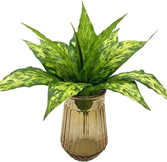 Artificial Agave Fake Plants, Faux Shrubs Grass Bushes Plant Plastic Flowers for Wedding Party Office Indoor Outdoor Room Yard Garden Greenery Leaves Decor Planter Filler Decoration Yellow 2 Pack
