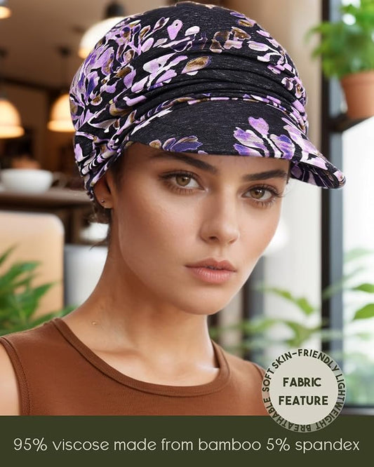 Chemo Headwear Viscose Newsboy Cap for Women Fall and Winter Hats