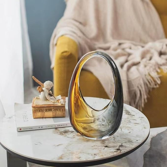 Crystal Vase, Modern Decorative Vase, Minimalist Floral Vase, Light Luxury Style for Home Decor, Centerpiece, Office, Pampas Grass, Dried Flowers, Flowers and Buds (S-Caramel)