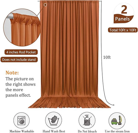 10 x 10 Feet Bronze Backdrop Curtain for Partie, Background Curtains for Photoshoot, Birthday, Wedding, Halloween, Thanksgiving, Christmas, New Year Party Decorations 5Ft x 10Ft, 2 Panels