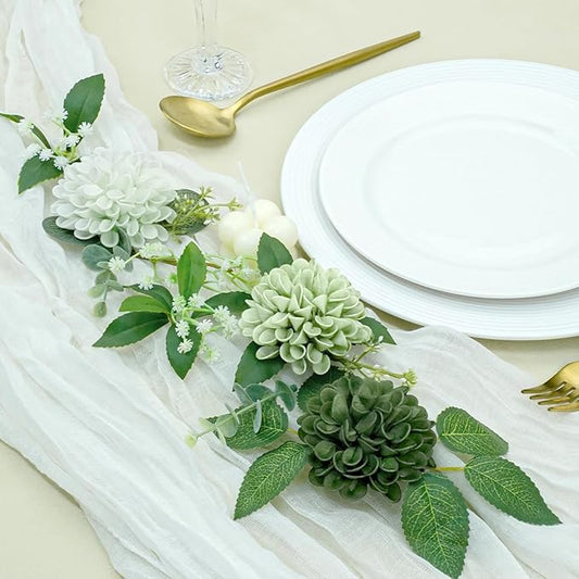 Artificial Flowers, 100pcs Realistic Artificial Rose for DIY Wedding Bouquets Centerpieces Arrangements, Emerald Green Shades Dahlia Flowers with Stem for Bridal Shower Party