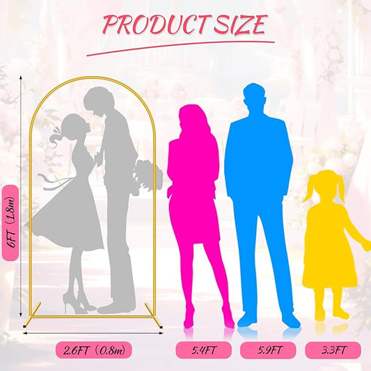 6FT Metal Arch Backdrop Stand,Gold Wedding Arched Backdrop Stand Frame for Party Decoration Wedding Birthday Graduation Ceremony Baby Shower Garden Floral Balloon