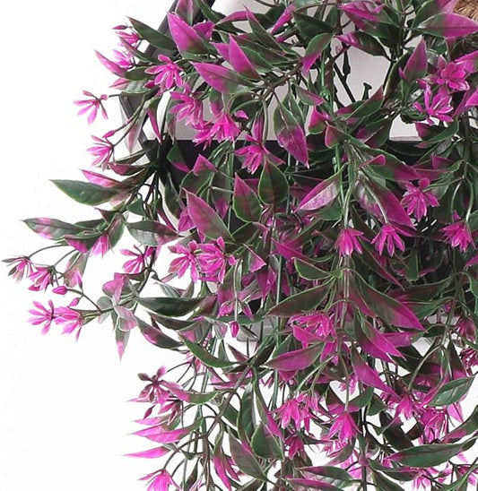 Artificial Hanging Plant for Outdoor Decor, Fake Vine Plants Faux Plastic Ivy Leaves Foliage UV Resistant Greenery Flowers Home Garden Indoor Door Wall Wedding Party Decoration - Fuchsia 4 Pack