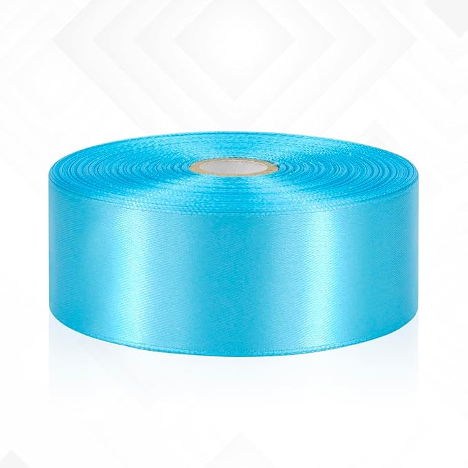 Turquoise Blue Satin Ribbon 1-1/2 Inch 60 Yards, Solid Polyester Fabric Ribbons for Flower Bouquet, Gift Wrapping, Handmade Roses, Crafts, Hair, Wedding