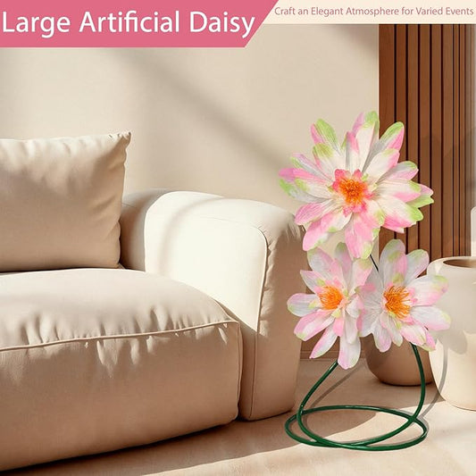 37.8" Big Daisy Fake Flowers for Decorations,3 Pcs Large Artificial Daisy Flower with Stand for Home Decor Garden,Hotel,Office,Photography Props,Wedding,Art Gallery,Shop Window Display(Pink)