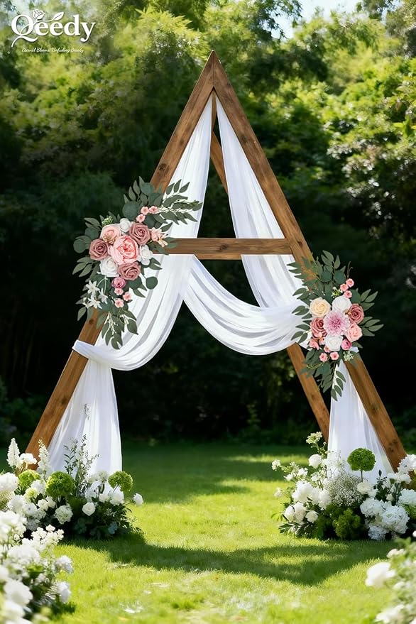 Wedding Arch Flowers Set of 2, Artificial Wisteria & Greenery Garland for Wedding Ceremony Backdrop, Wedding Floral Arrangement for Arch, Photo Booth & Reception Decor (Dusty Rose)