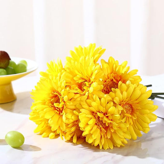 TOPIA Artificial African Daisy Flowers - Silk Gerbera Daisies Pack of 20 (Yellow)