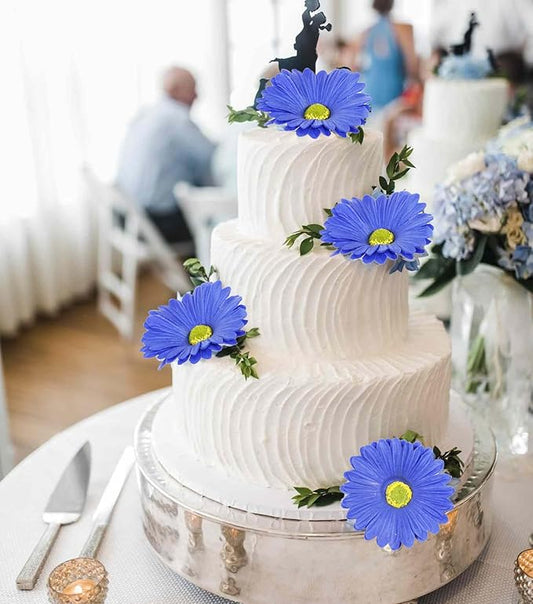 IPOPU Daisies Flowers Artificial,20PCS Gerbera Daisy Artificial Flowers Royal Blue Fake Daisies for Wedding Party Office Home Decorations(Royal Blue)