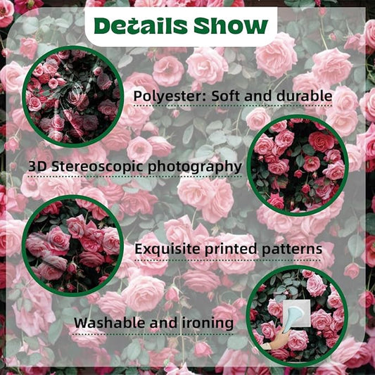 6x4ft Multi-purpose Pink Polyester Flower Wall Backdrop for Wedding, Valentine's Day, Tea Party & More
