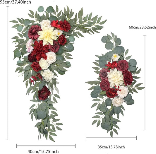 Arch Flowers with Drapes Kit (Pack of 3) for Wedding Ceremony Arbor and Reception Backdrop Decoration Wedding Welcome Signs Floral Birthday Party Decoration