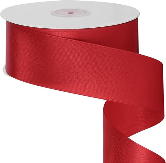 LIUYAXI 1-1/2 Inches 50 Yards Red Satin Ribbon, Solid Fabric Ribbon Roll for Flower Bouquets, Gift Wrapping, Wedding, Handmade Crafts
