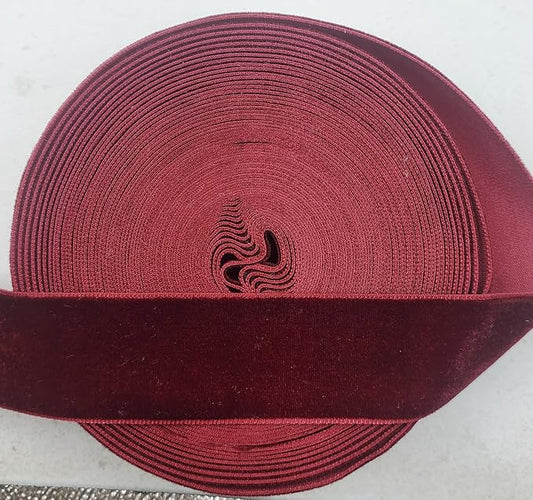 10 Yards Burgundy Velvet Ribbon Spool (Wine, 1")