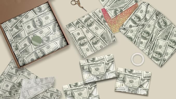 Money Printed Tissue Paper for Birthday Party Gift Bags or Boxes and Wrapping - Bulk Decorative Art Tissue Paper for Packaging and Gifting | 24 Sheets 20" x 30"