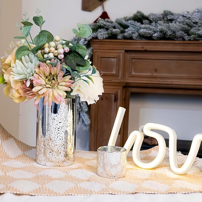 CHILL RECIPE Silver Cylinder Vases Glass Candle Holders Bulk, Mercury Hurricane Candle Holder Small Flower Vases for Centerpieces Tea Light Pillar Votive Candles Wedding Decor Party (4 Set 12Pcs)