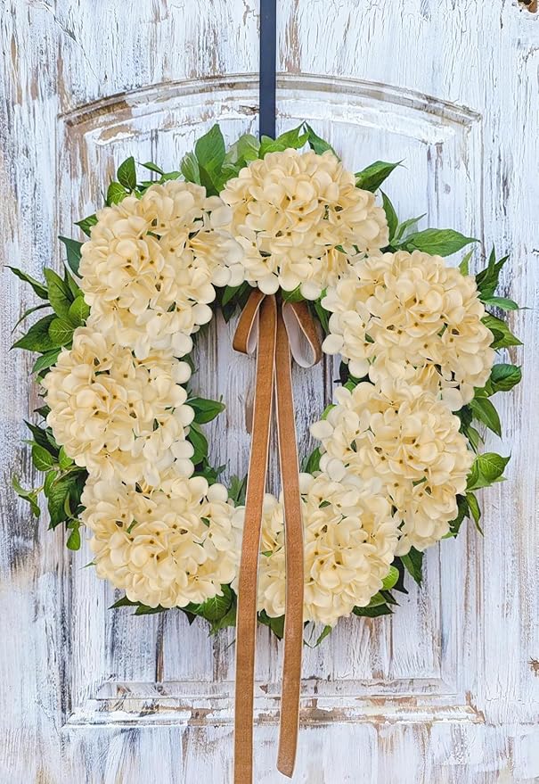 Hollyone Yellow Silk Hydrangea Artificial Flowers Heads 7.4inch Large Fake Hydrangea 4Pcs Full Faux Flowers with Stems for Wedding Party Table Centerpieces Flower Arrangement Home Decor