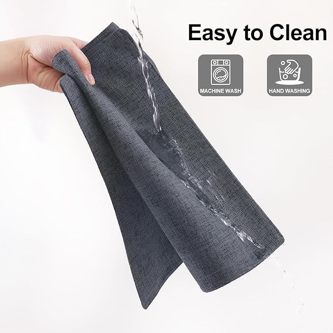 Homaxy Cloths Placemats for Dining Table Set of 6, Heat Resistant Washable Cotton Linen Blend Table Mats, Easy to Clean Place Mats for Indoor Outdoor Party Kitchen Decoration, Charcoal Gray