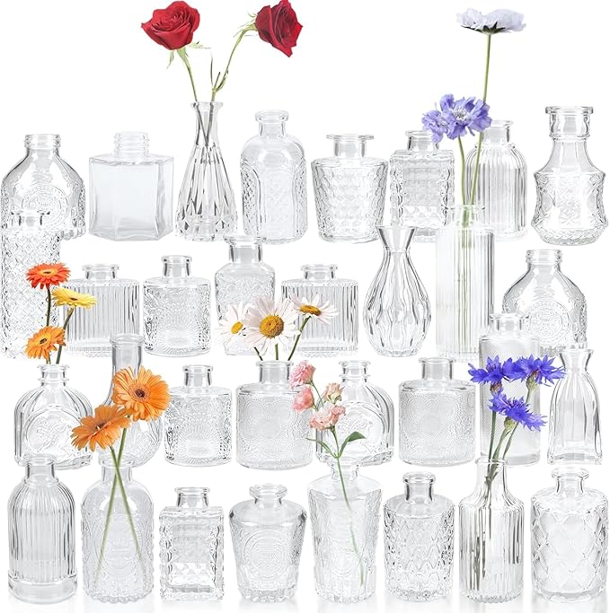80 Pcs Bud Vase Set, Vases for Centerpieces, Cute Glass Bud Vases in Bulk, Small Vases for Flowers, Clear Vase Set for Wedding Decorations, Home Table Flower Décor