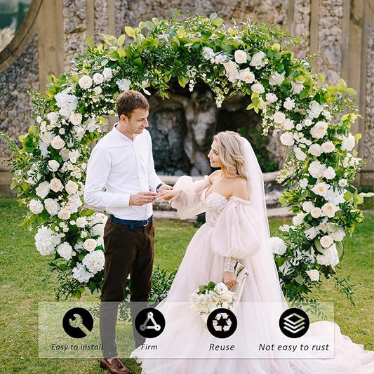 7.2Ft Round Balloon Arch Stand Kit Wedding Arches for Ceremony Circle Backdrop Stand for Parties Wedding Birthday Decoration with Two Water Bags (7.2FT Gold)