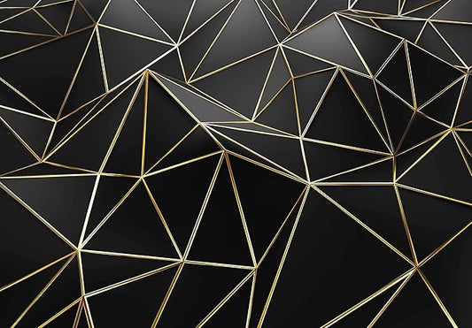 Black and Gold Wallpaper 3D Abstract Geometric Wall Mural for Bedroom Living Room TV Background Wall(Not Peel and Stick)