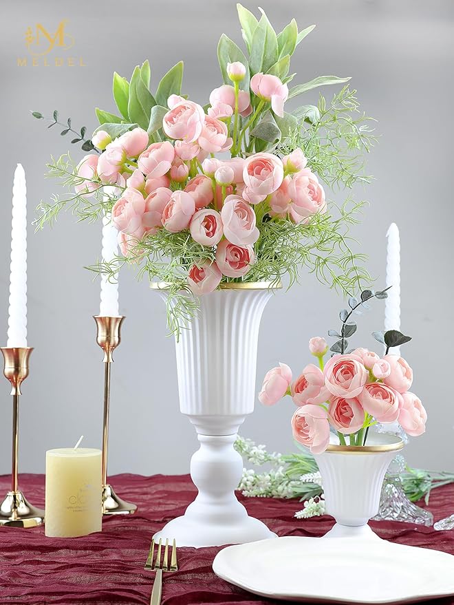 Meldel 32Pcs Ranunculus Artificial Flower, Faux Silk Mini Pink Ranunculus Flowers for DIY Bouquet, Bulk Fake Peony Wedding Filler Flowers for Centerpieces Arrangements Bridal Shower Decorations