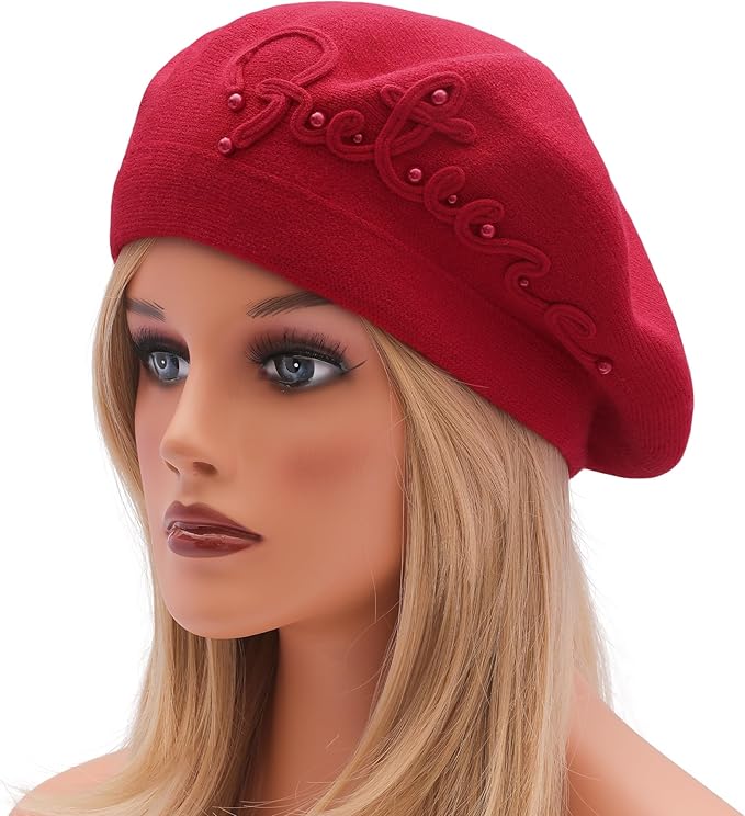 Winter Women French Beret Hat Kaschmir Solid Color Knitted Berets