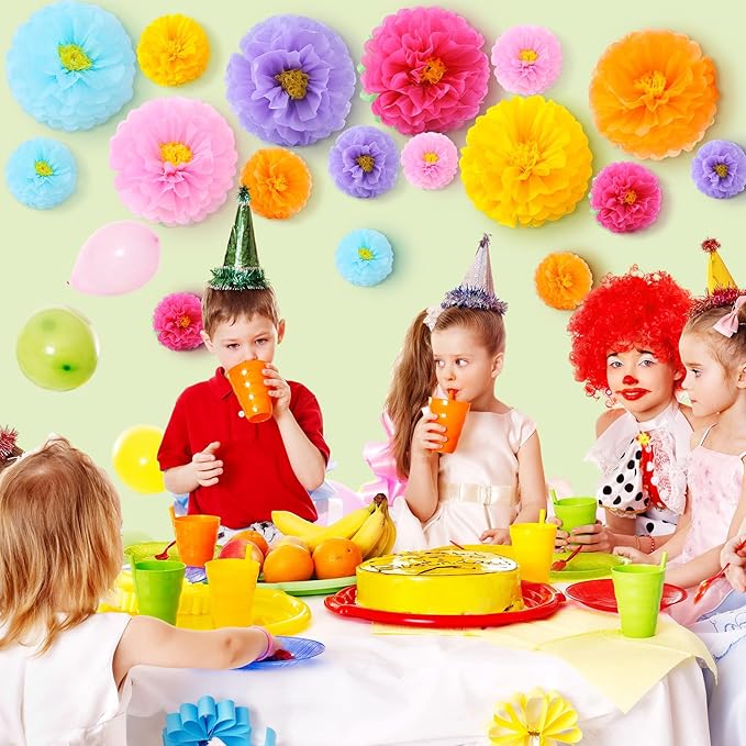 18 Pcs Large Tissue Paper Flowers Set 23.6"/11.8"/9.8" Giant Fiesta Mexican Paper Wall Flower for Carnival Wedding Birthday Bridal Shower Party Backdrops Centerpieces(Multicolor)
