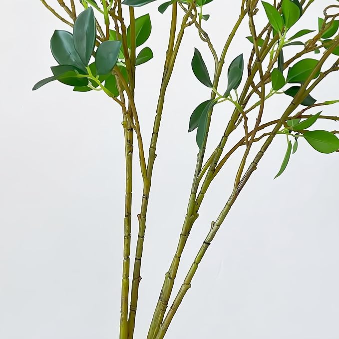4Pcs Artificial Greens Branches for Vase, 27" Faux Twigs Tree Stems, Fake Plants Tree Branches for Home Decor, Fake Ficus Twigs for Office Wedding Shop Vase Fillers Banquet Decoration