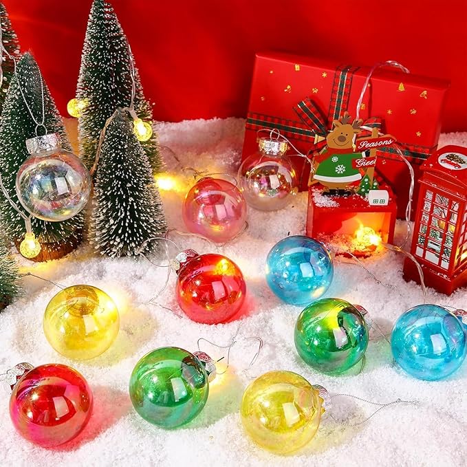 60MM Iridescent Plastic Ball - 6PCS Xmas Ornament Balls Set, Plastic Iridescent Decorative Hanging Ornaments for Xmas Tree Wedding Valentine's Day Party Decorations (Blue)
