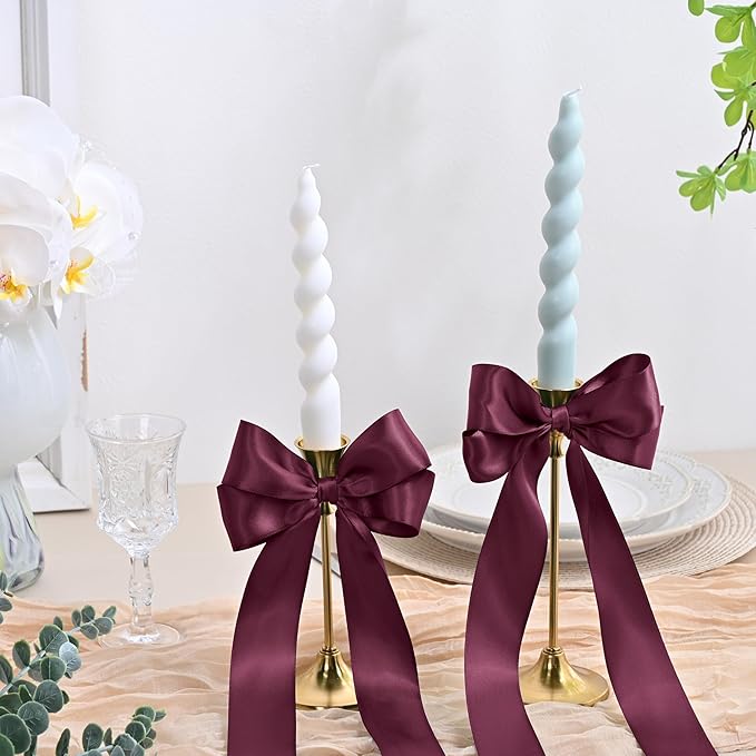 Double Face Wine Red Satin Ribbon 1-1/2 inch X 50 Yards Polyester Wine Red Ribbon for Gift Wrapping Very Suitable for Weddings Party Hair Bow Invitation Decorations and More